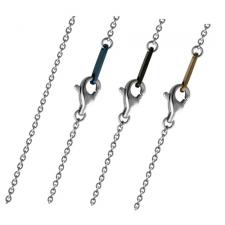 Stainless Steel Necklace With PVD Coated Extension End Piece - 1.5mm Wide